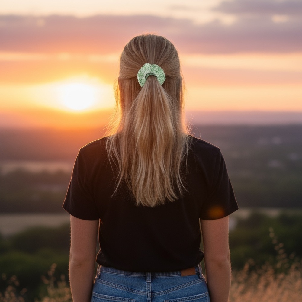 Elegant Green Hair Scrunchie - Picture 5 of 5